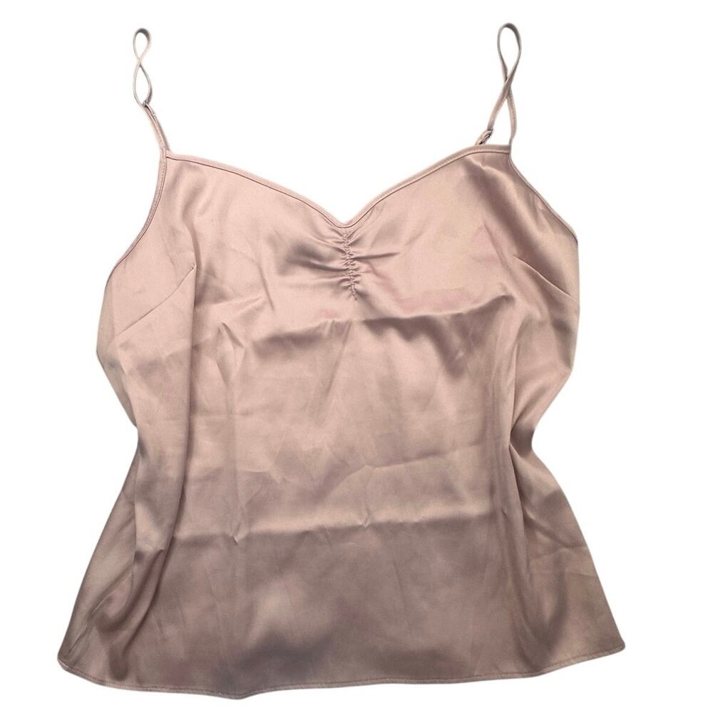 Victoria's Secret Satin Camisole Top Ruched V Neck Mauve M